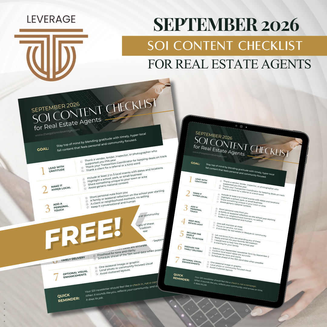 Free September 2026 SOI Content Checklist for Real Estate Agents